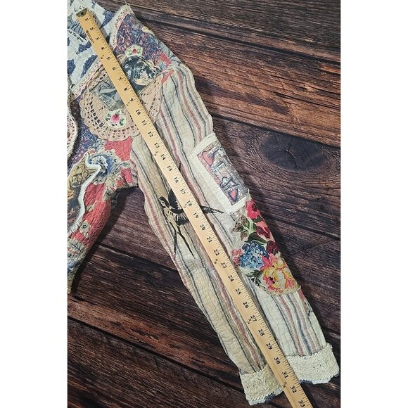 OOAK Magnolia Boho Quilted Jacket Frida Cat Bird Gypsy Patchwork Vtg INDIE sz L - Picture 7 of 16